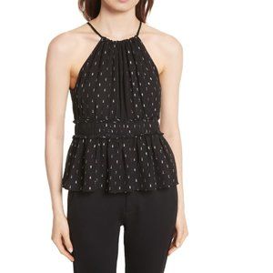 Shawnette SILK Black Silver Metallic Halter Top